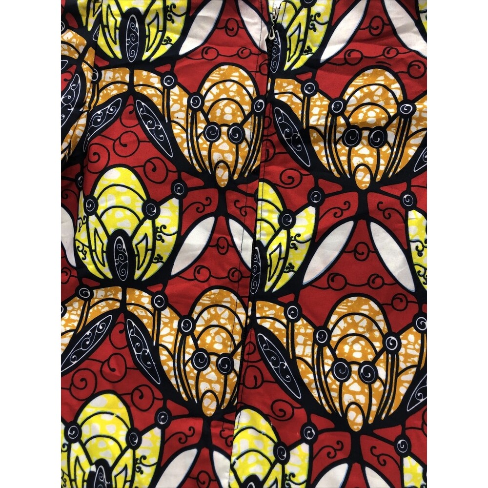 Fantabela Women's Dress Shirt Size 38 African Print Puff Sleeve Multicolor - Picture 12 of 16